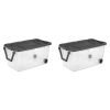 Extra Large Storage Bin, 160 Quart Wheeled Clear Plastic Storage Container with Handle, Gray, Pack of 2