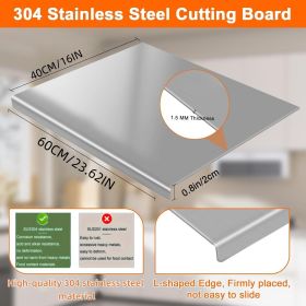 XXL 304 Stainless Steel Cutting Board with Anti-Slip Design. (size: 40CM*60CM)