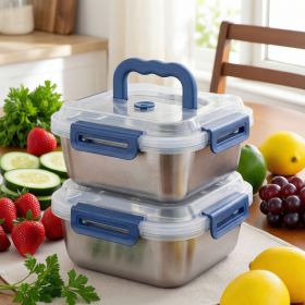 Yakimoto Extra-Large Stainless Steel Food Storage Containers with Airtight Lids. (Quantity: 2PC)