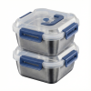Yakimoto Extra-Large Stainless Steel Food Storage Containers with Airtight Lids.