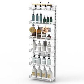 6 Tier Over The Door Pantry Organizer Carbon Steel Rack (Option: 6Tier_White)