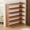 5/6-Tier Space-Saving Shoe Storage Rack with Wood Grain Finish.