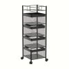 5-Tier Rotating Metal Fruit and Vegetable Storage Trolley with Wheels.