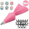 8/10/18-Piece Reusable Silicone Pastry Bag and Piping Tip Set.