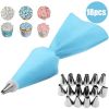 8/10/18-Piece Reusable Silicone Pastry Bag and Piping Tip Set.