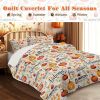3-Piece Pumpkin and Autumn Leaves Quilt Set with 2 Pillowcases.