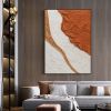 Handmade Blush White and Brown Textured Abstract Canvas Wall Art