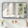 30x40-Inch Rectangular Matte Metal Framed Wall Mirror with Tempered Glass