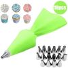 8/10/18-Piece Reusable Silicone Pastry Bag and Piping Tip Set.