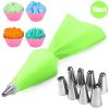 8/10/18-Piece Reusable Silicone Pastry Bag and Piping Tip Set.