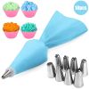 8/10/18-Piece Reusable Silicone Pastry Bag and Piping Tip Set.