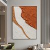Handmade Blush White and Brown Textured Abstract Canvas Wall Art