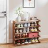 5/6-Tier Space-Saving Shoe Storage Rack with Wood Grain Finish.