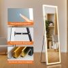 64x21-Inch LED Full-Length Mirror with 3-Color Lighting and Stand.