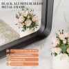 30x40-Inch Rectangular Matte Metal Framed Wall Mirror with Tempered Glass