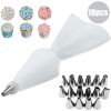 8/10/18-Piece Reusable Silicone Pastry Bag and Piping Tip Set.