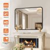 30x40-Inch Rectangular Matte Metal Framed Wall Mirror with Tempered Glass