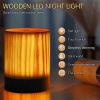 Rechargeable Wood Touch LED Table Lamp for Bedroom and Living Room.