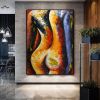 Hand-Painted Abstract Woman Figure Canvas Wall Art for Modern Home Decor.