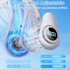 Rechargeable Hands-Free Neck Fan with LED Display and 5 Speeds.
