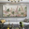Handmade Abstract Green Floral Canvas Wall Art with Textured Finish.