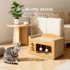 2-in-1 Indoor Cat Scratching House with Resting Bed and Sturdy Frame.