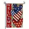 4th of July Patriotic Double-Sided Linen Garden Flag 12x18 Inch.