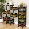 5-Tier Rotating Metal Fruit and Vegetable Storage Trolley with Wheels.