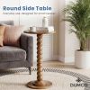 Round Side Table with Solid Wood Legs for Living Room and Bedroom.