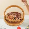 Foldable Bamboo Fruit Basket and Snack Serving Tray