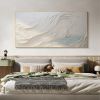 Hand-Painted Abstract White Beach Canvas Wall Art for Modern Living Room Decor.