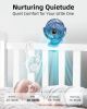 Portable Rechargeable Stroller Fan with Clamp, 360° Rotation and LED Display.