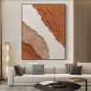 Handmade Blush White and Brown Textured Abstract Canvas Wall Art