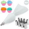 8/10/18-Piece Reusable Silicone Pastry Bag and Piping Tip Set.