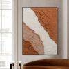 Handmade Blush White and Brown Textured Abstract Canvas Wall Art