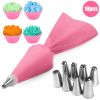 8/10/18-Piece Reusable Silicone Pastry Bag and Piping Tip Set.