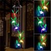 Color-Changing Solar LED Hummingbird and Butterfly Wind Chime for Outdoor Garden Decor.