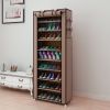 1 Large Capacity 10-Tier Non-Woven Shoe Rack, Space-Saving, Tall & Narrow, Movable for Dust Removal, Stable Structure, Multi-Color