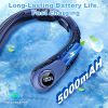 Rechargeable Hands-Free Neck Fan with LED Display and 5 Speeds.