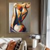 Hand-Painted Abstract Woman Figure Canvas Wall Art for Modern Home Decor.
