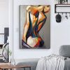 Hand-Painted Abstract Woman Figure Canvas Wall Art for Modern Home Decor.