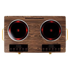 7000W Portable Double Ceramic Cooktop with Timer and 11 Power Levels (Option: Wood)